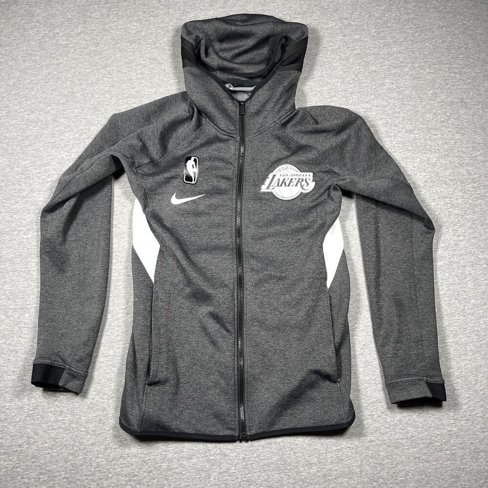 Los Angeles Lakers Jacket Mens Small Gray NBA Basketball Dri-FIT Hooded Zip Nike